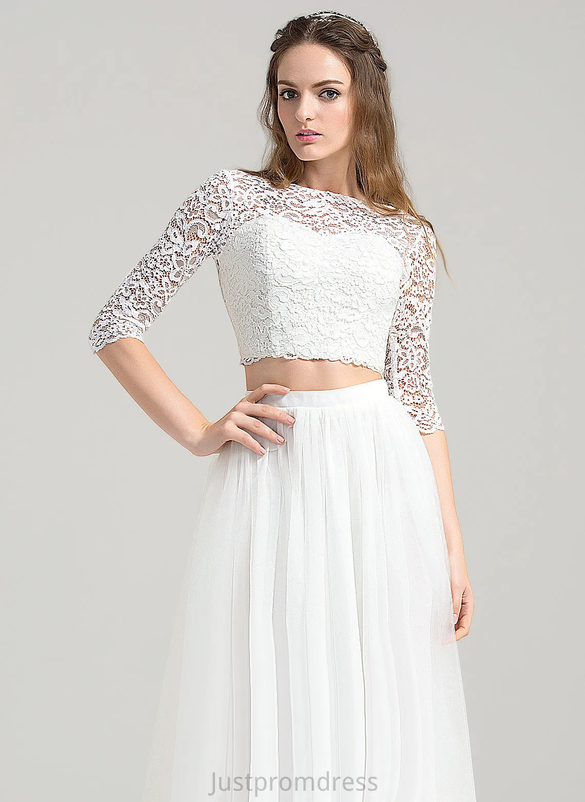 A-Line Wedding Tulle Dress Floor-Length Shiloh Lace Wedding Dresses