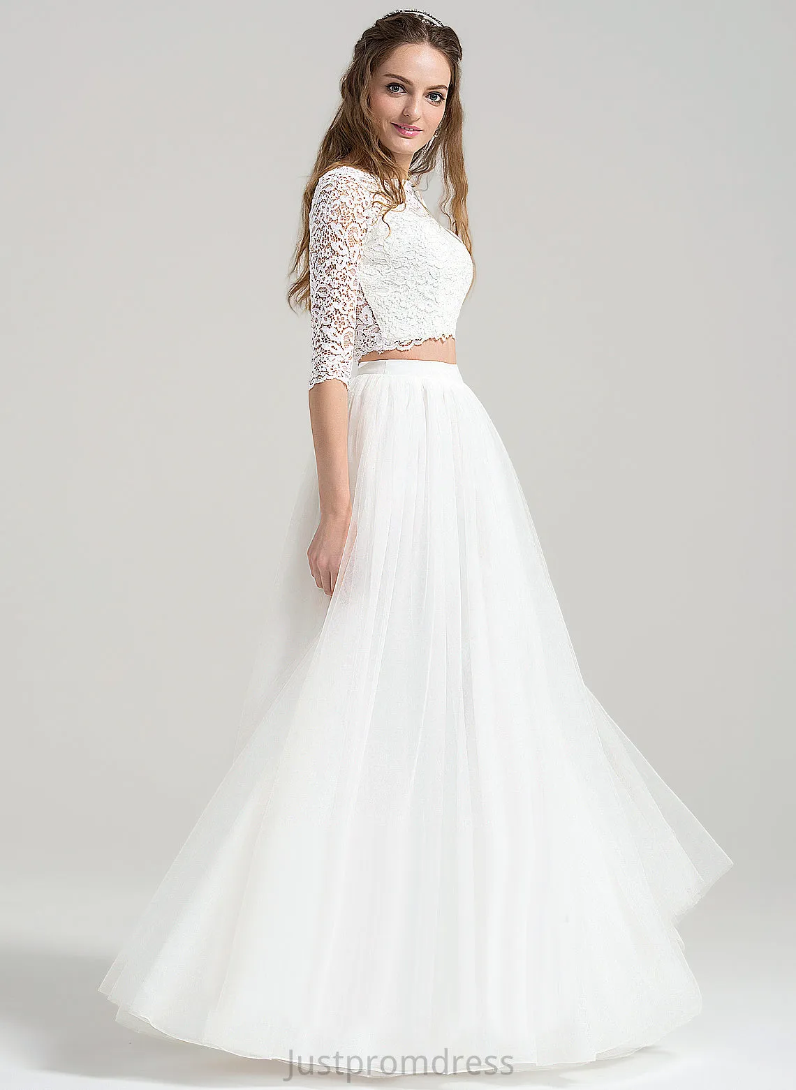 A-Line Wedding Tulle Dress Floor-Length Shiloh Lace Wedding Dresses