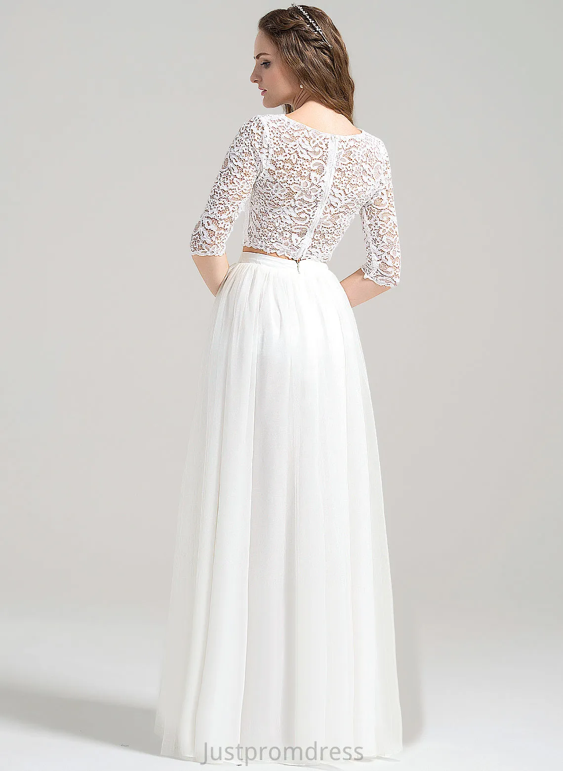 A-Line Wedding Tulle Dress Floor-Length Shiloh Lace Wedding Dresses