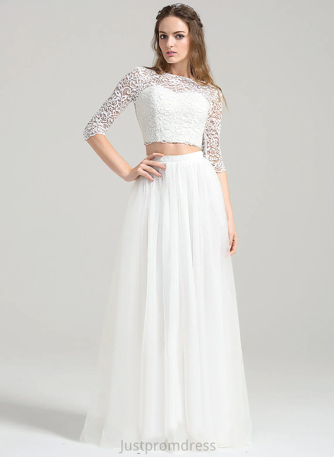 A-Line Wedding Tulle Dress Floor-Length Shiloh Lace Wedding Dresses