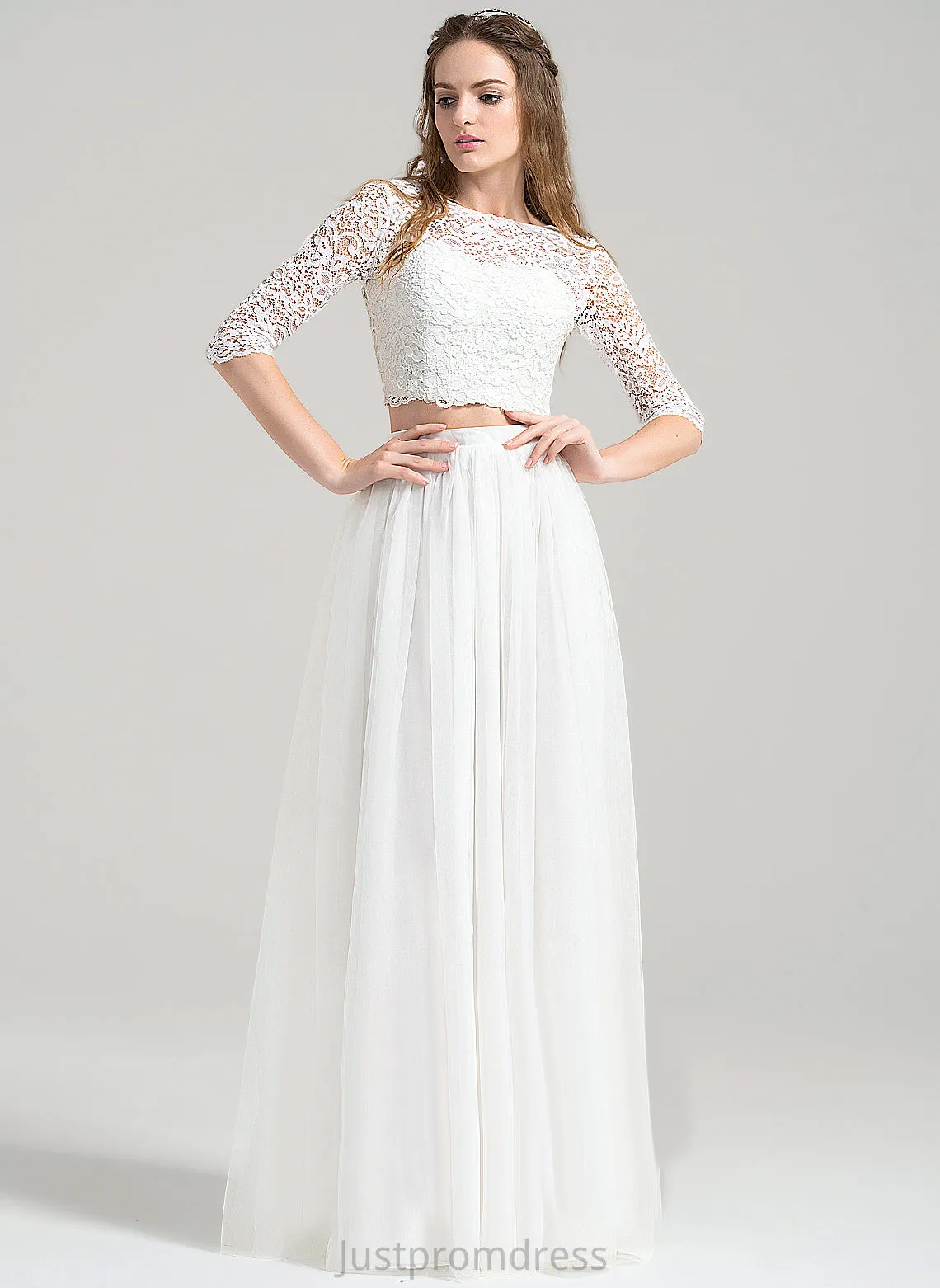 A-Line Wedding Tulle Dress Floor-Length Shiloh Lace Wedding Dresses