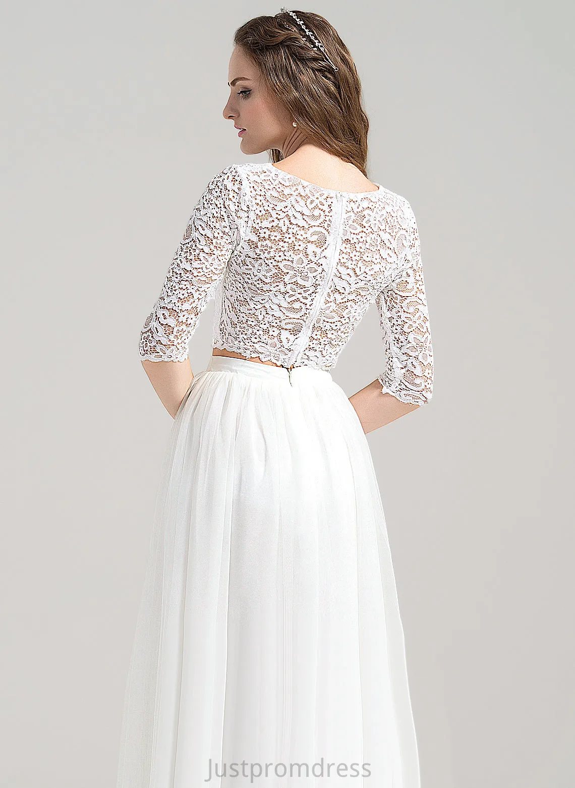 A-Line Wedding Tulle Dress Floor-Length Shiloh Lace Wedding Dresses