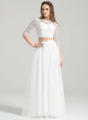 A-Line Wedding Tulle Dress Floor-Length Shiloh Lace Wedding Dresses