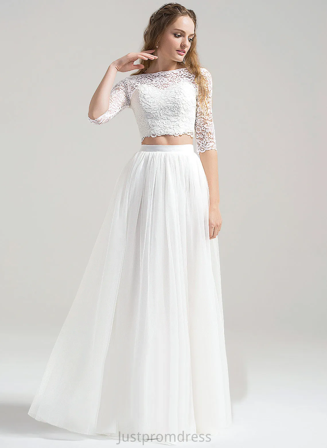 A-Line Wedding Tulle Dress Floor-Length Shiloh Lace Wedding Dresses