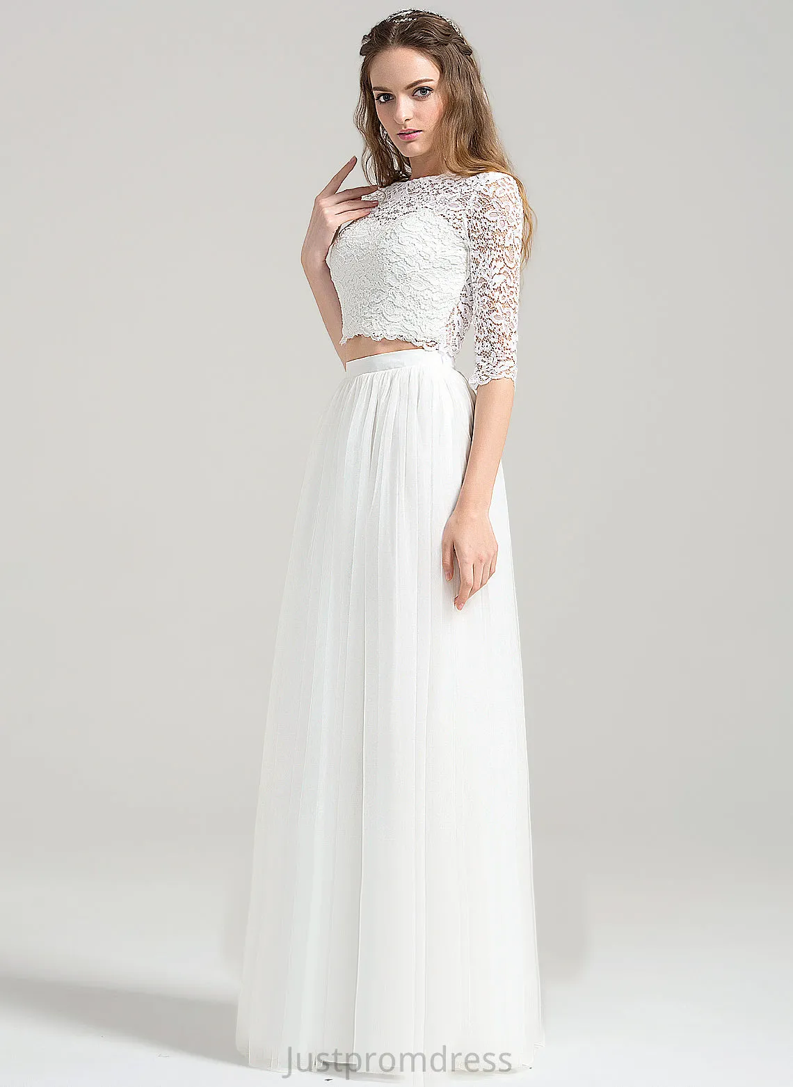 A-Line Wedding Tulle Dress Floor-Length Shiloh Lace Wedding Dresses