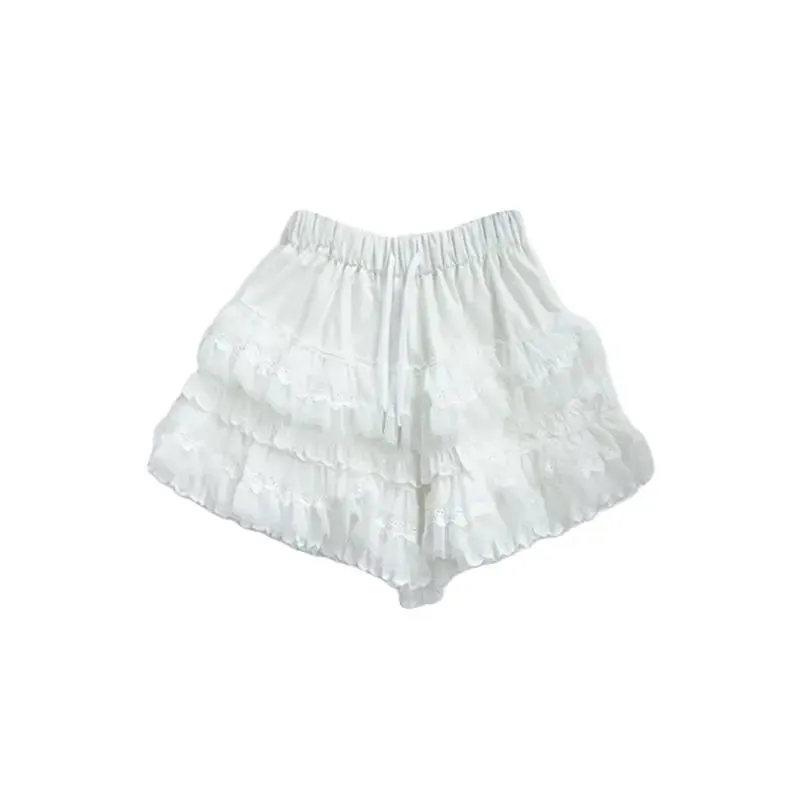 Aiertu Korean Style Summer New Academy Style White Cake Shorts Lace Sweet Cool Girl High Waist Slimming Fluffy Short Skirts for Women