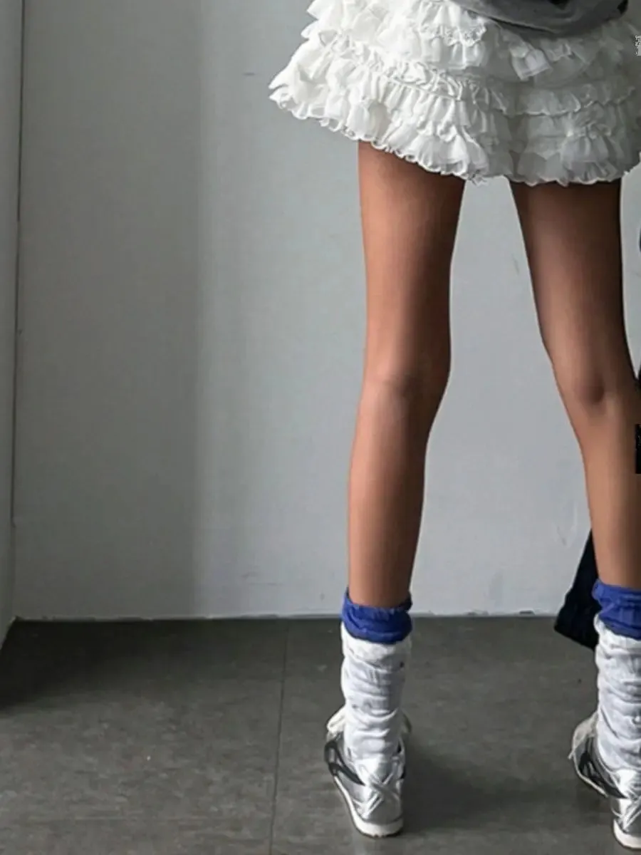 Aiertu Korean Style Summer New Academy Style White Cake Shorts Lace Sweet Cool Girl High Waist Slimming Fluffy Short Skirts for Women