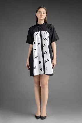 Alphabetic Shirt Dress - Black