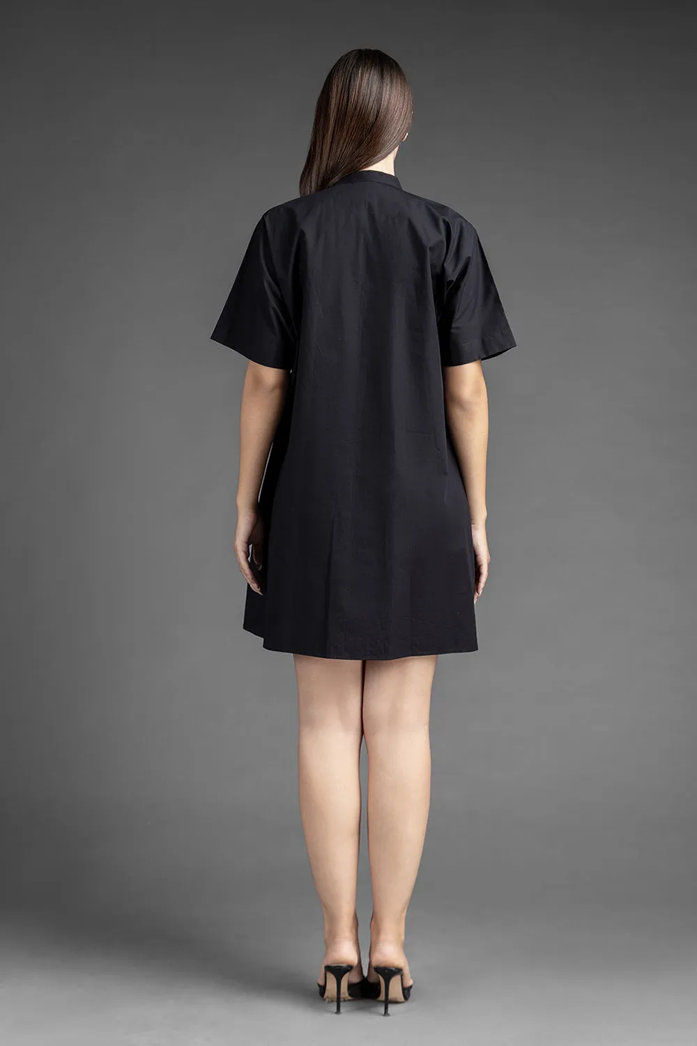 Alphabetic Shirt Dress - Black
