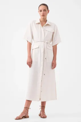 AVALINE LINEN SHIRT DRESS ECRU