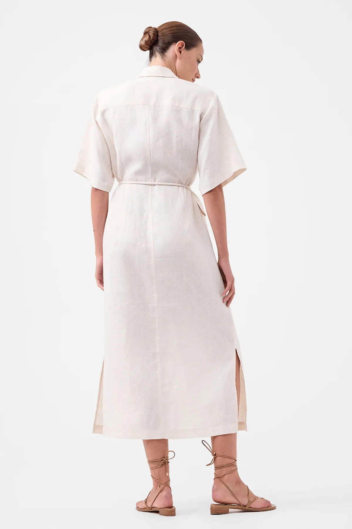 AVALINE LINEN SHIRT DRESS ECRU