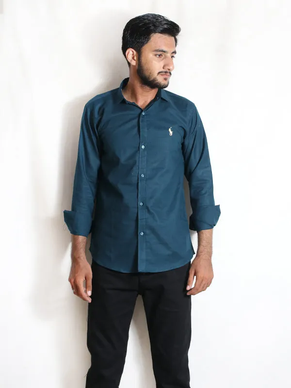 AZ Men's Chambray Casual Shirt Sea Blue