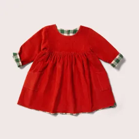 Baby and Girl Reversible Corduroy Dress: Hazelnut / 12-18m