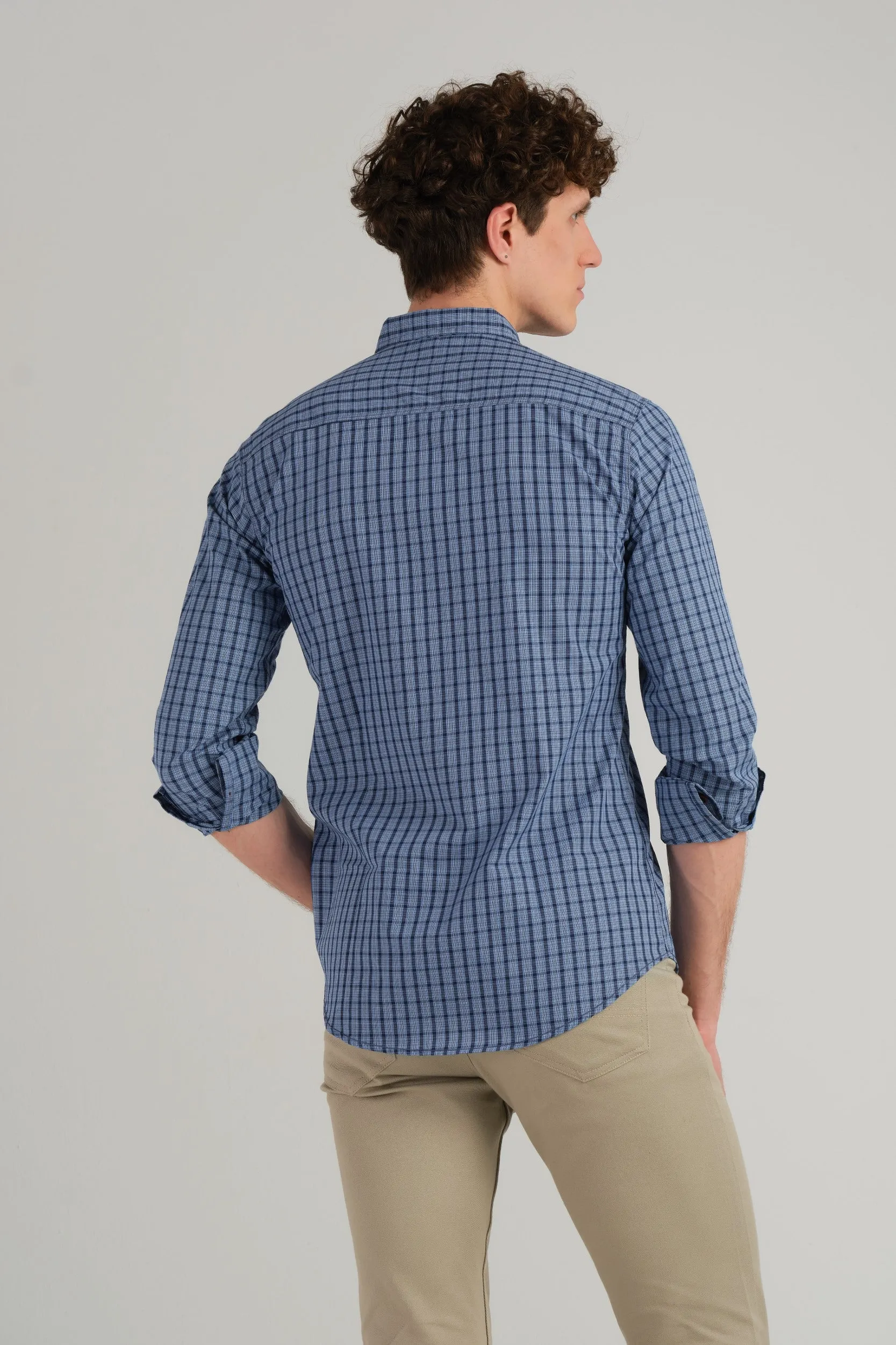 BLUE CHECK SLIM FIT SHIRT
