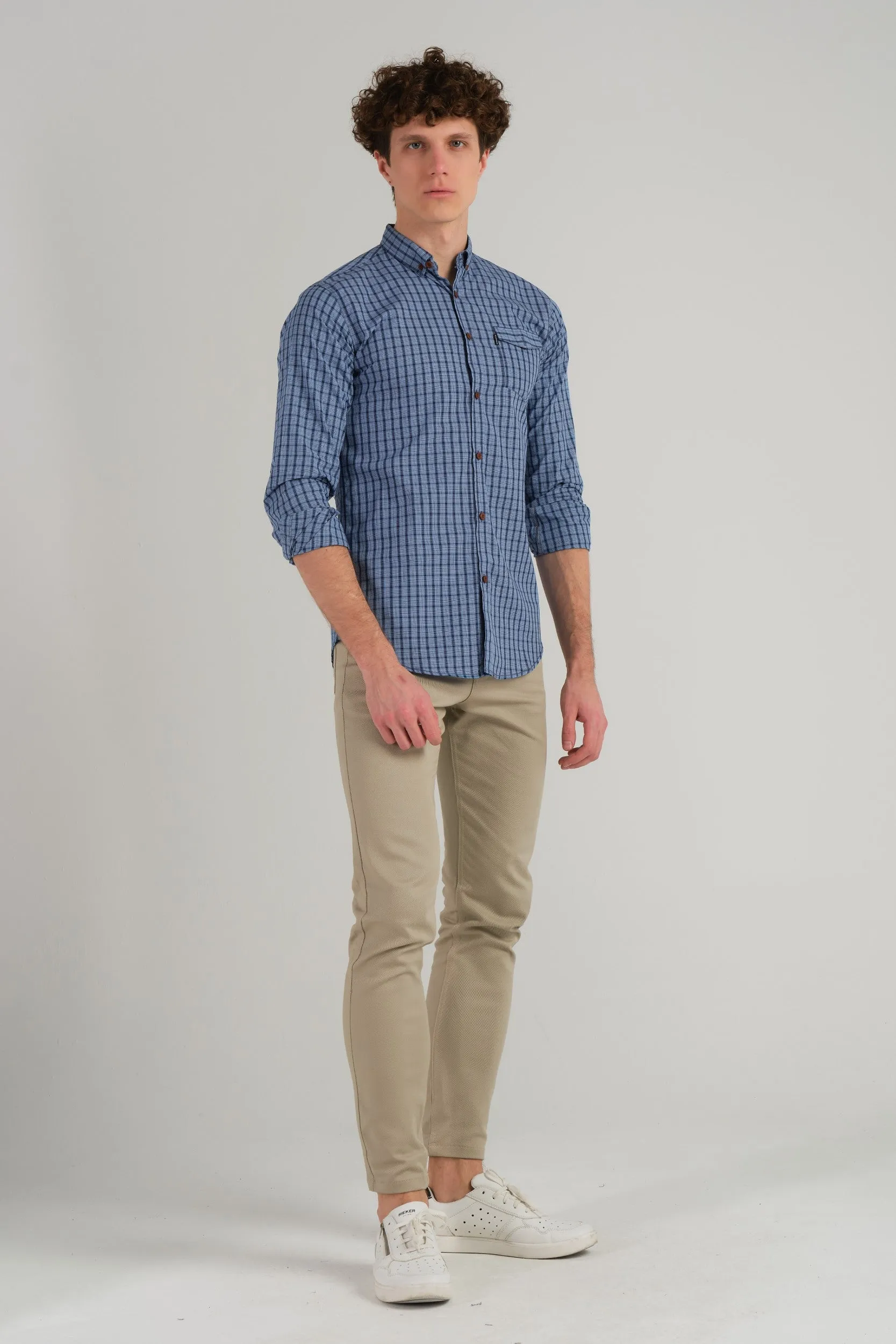 BLUE CHECK SLIM FIT SHIRT