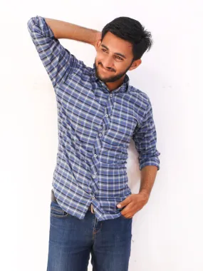Blue Checks Casual Shirt For Men AZ MCS22