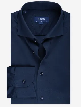 Blue Pique Slim Fit Shirt