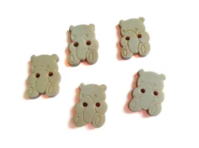 Brown Bear Wooden Buttons (22x16x4 mm)
