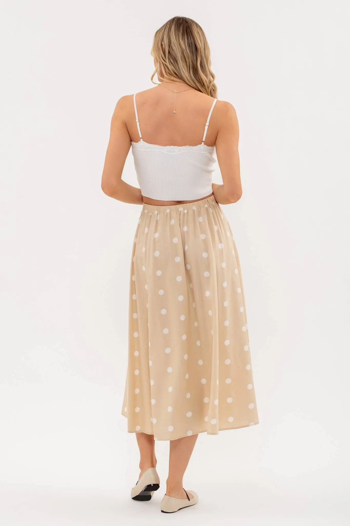 Cara Midi Length Polka Dot Skirt