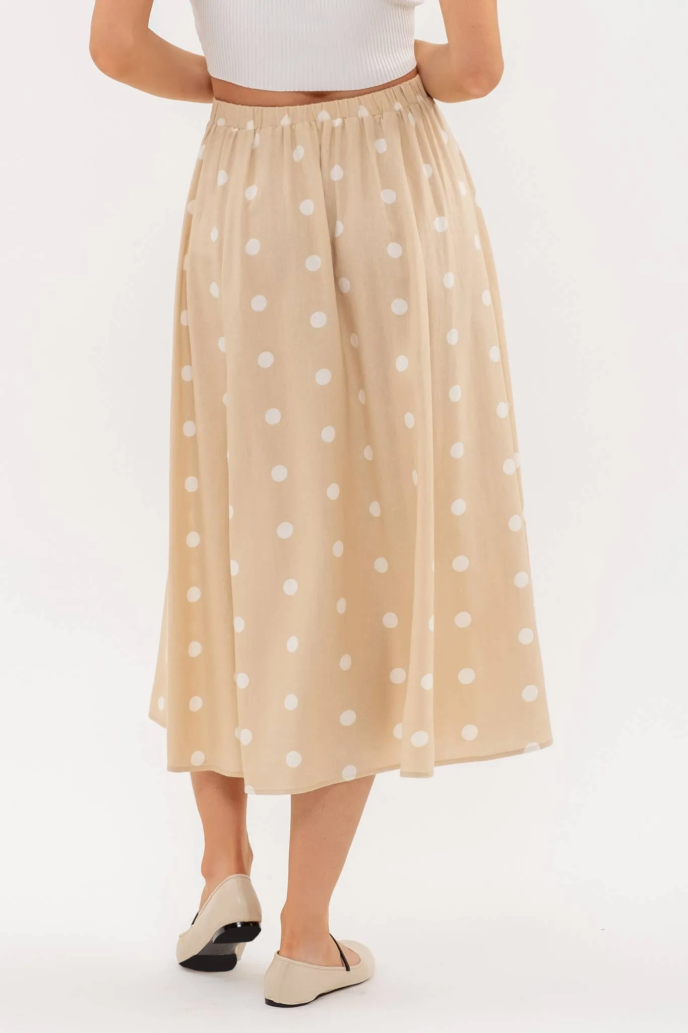 Cara Midi Length Polka Dot Skirt