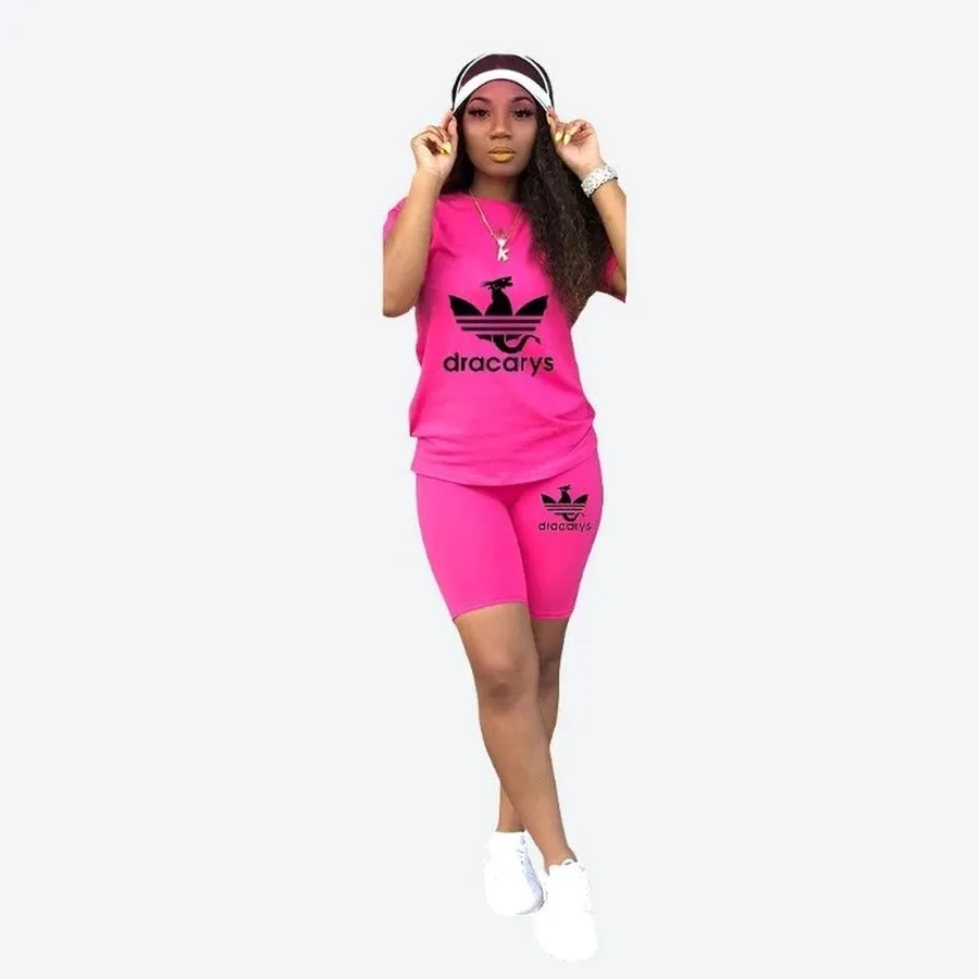Casual Dragon Print Matching Set