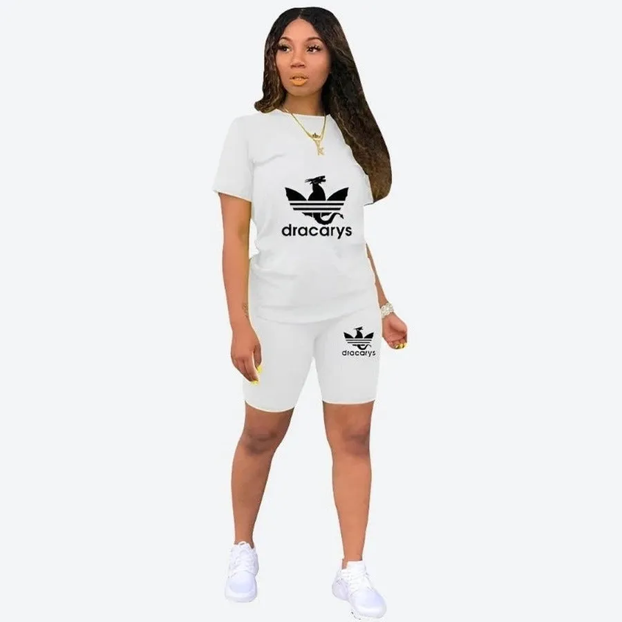 Casual Dragon Print Matching Set