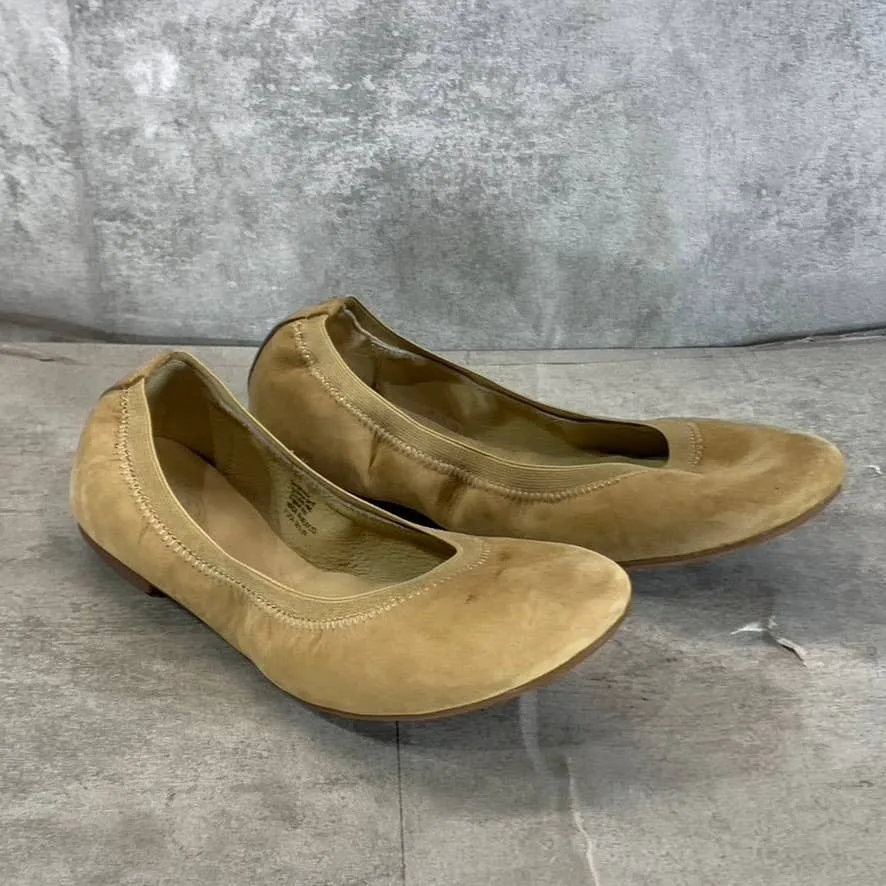 CHARLESTON SHOE CO Women's Tan Leather Gigi Round-Toe Slip-On Ballet Flats SZ 7
