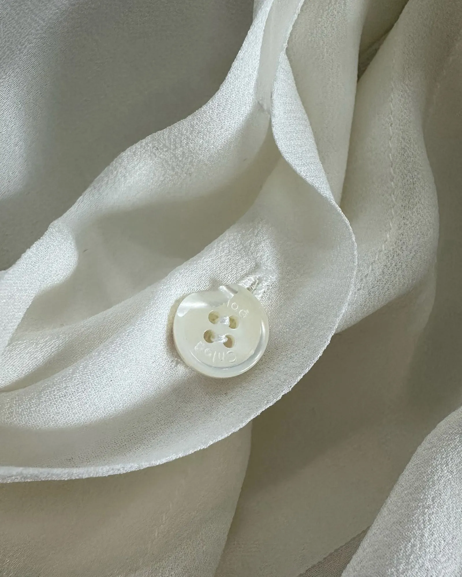 Chloe Scarf Collar Blouse in White Silk