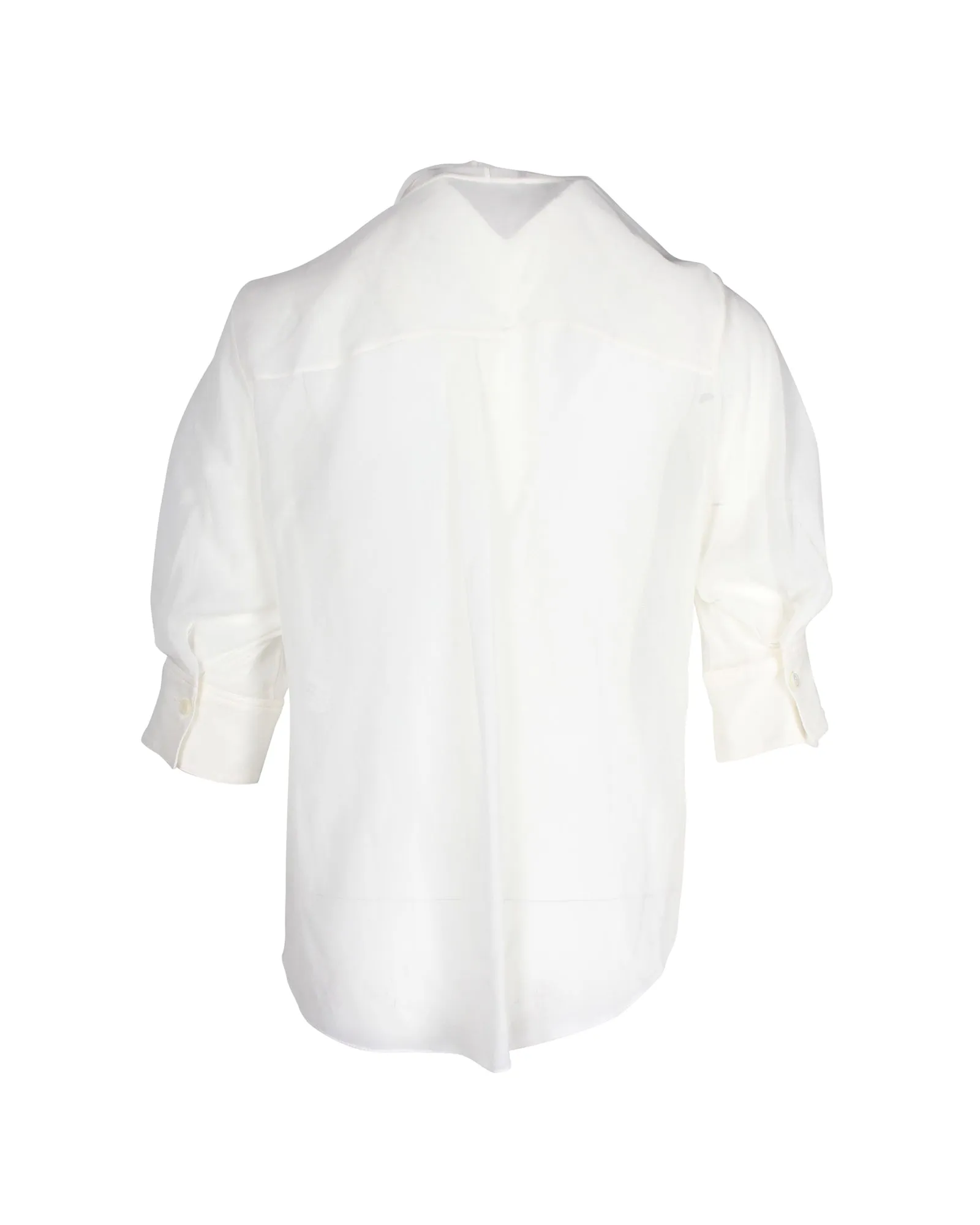 Chloe Scarf Collar Blouse in White Silk