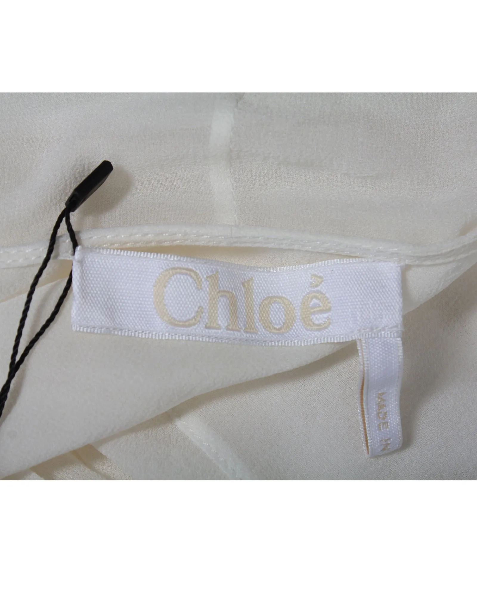 Chloe Scarf Collar Blouse in White Silk