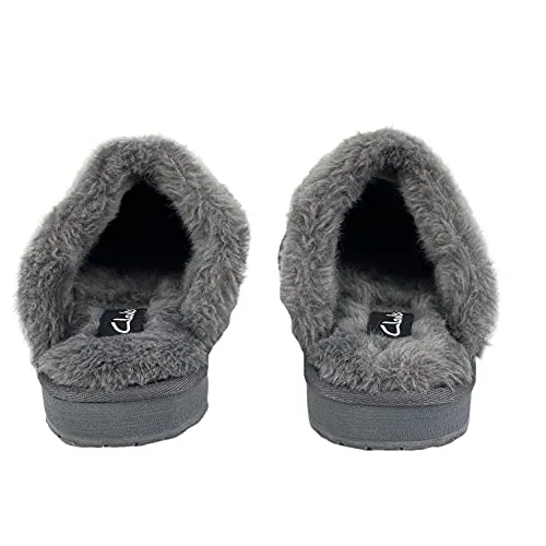 Clarks Scuff Slip-On Cosy Open Back Comfort Clog Slipper Mule Slippers Grey
