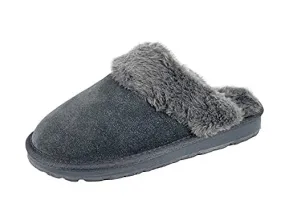 Clarks Scuff Slip-On Cosy Open Back Comfort Clog Slipper Mule Slippers Grey