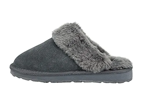 Clarks Scuff Slip-On Cosy Open Back Comfort Clog Slipper Mule Slippers Grey