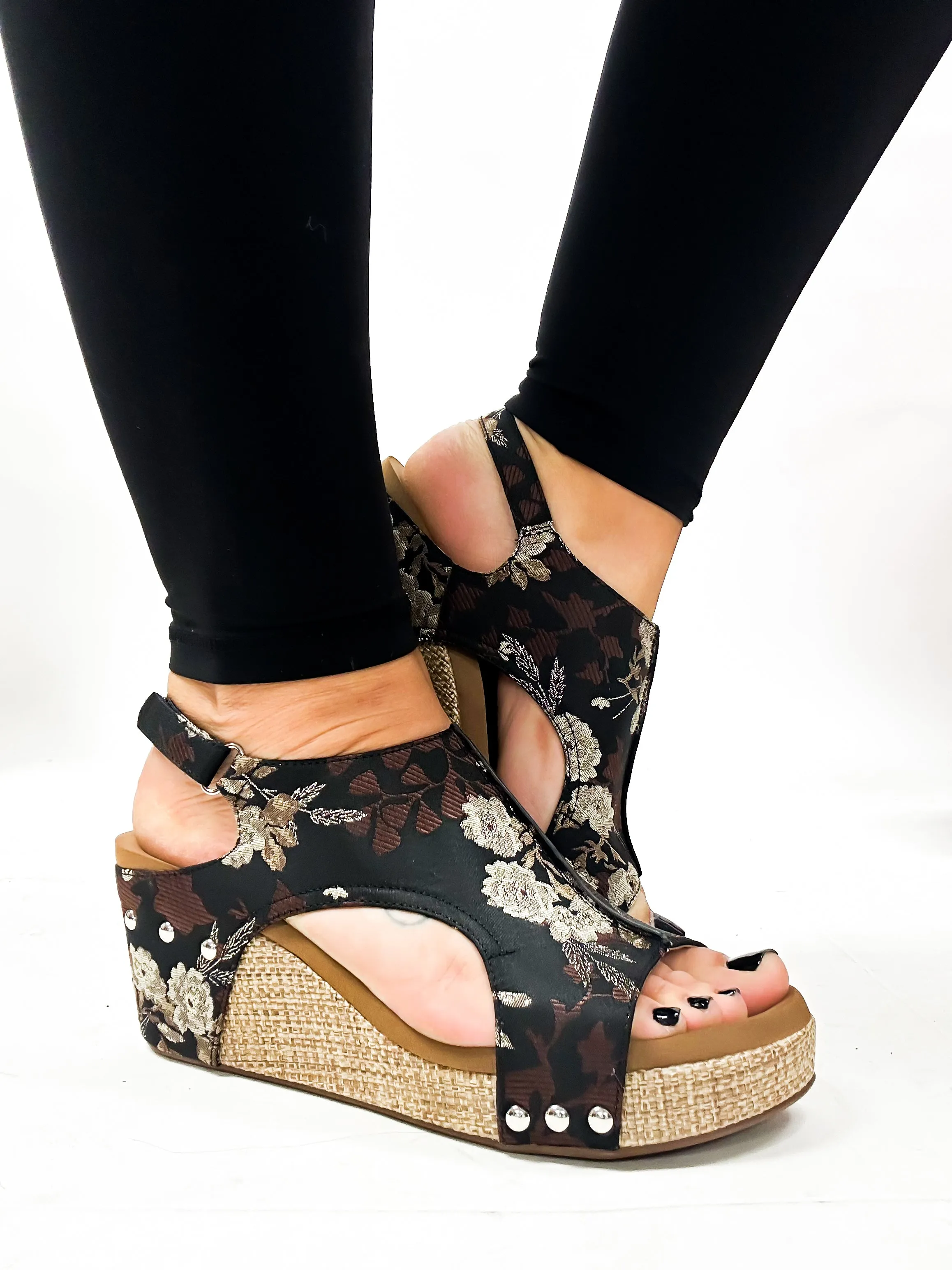 Corky's Black Tan Floral Carley Sandals FINAL SALE