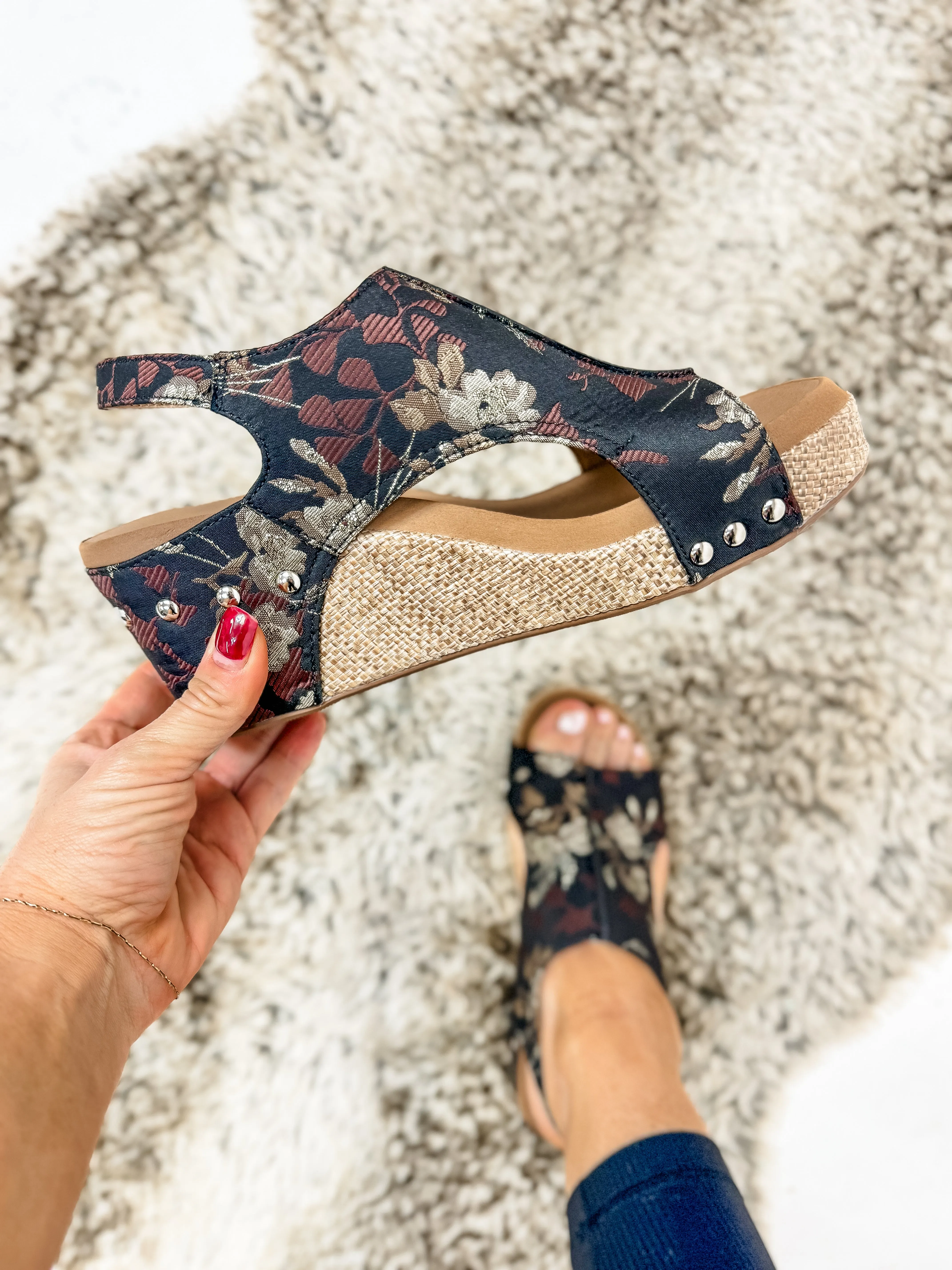 Corky's Black Tan Floral Carley Sandals FINAL SALE
