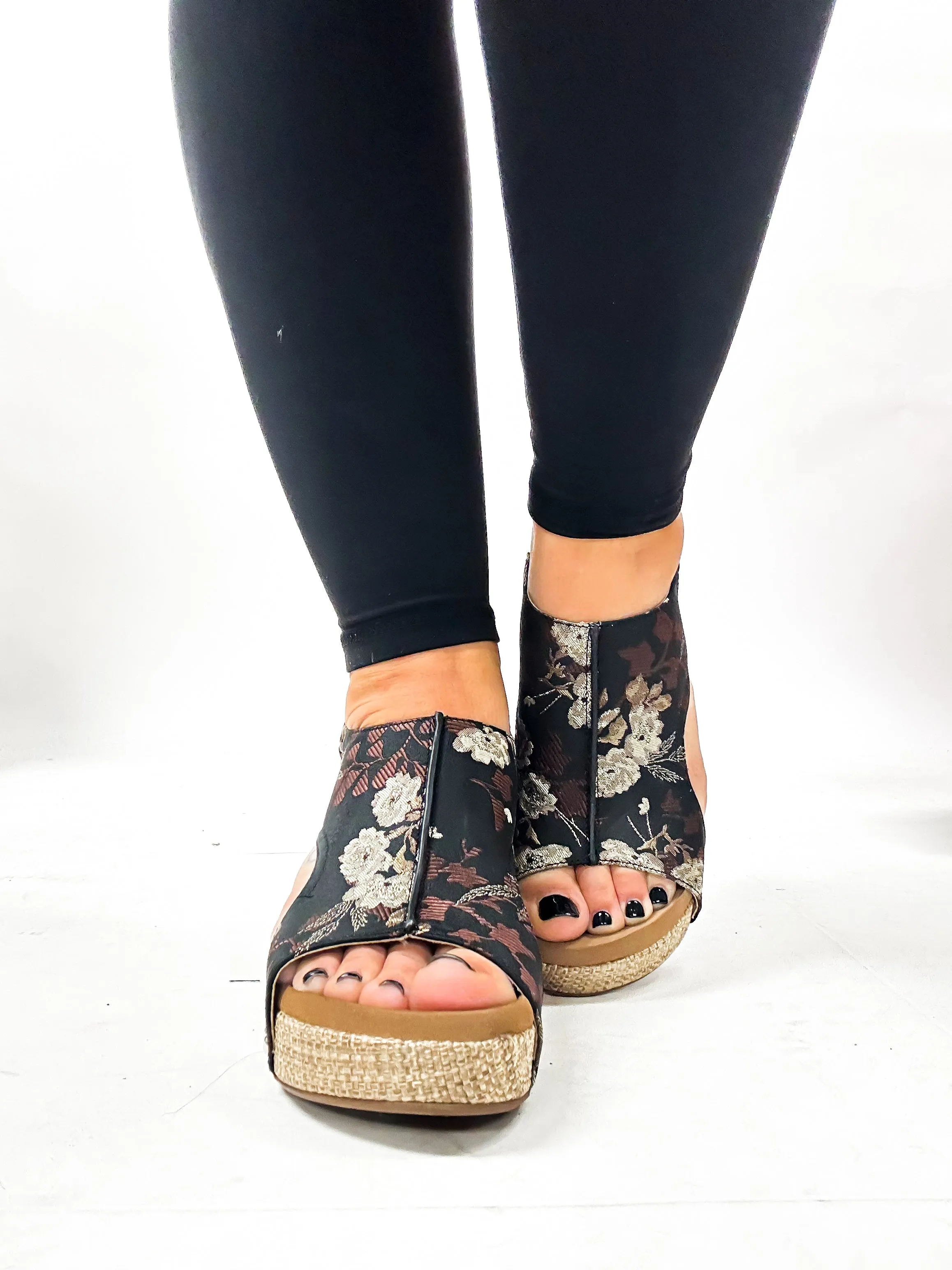 Corky's Black Tan Floral Carley Sandals FINAL SALE