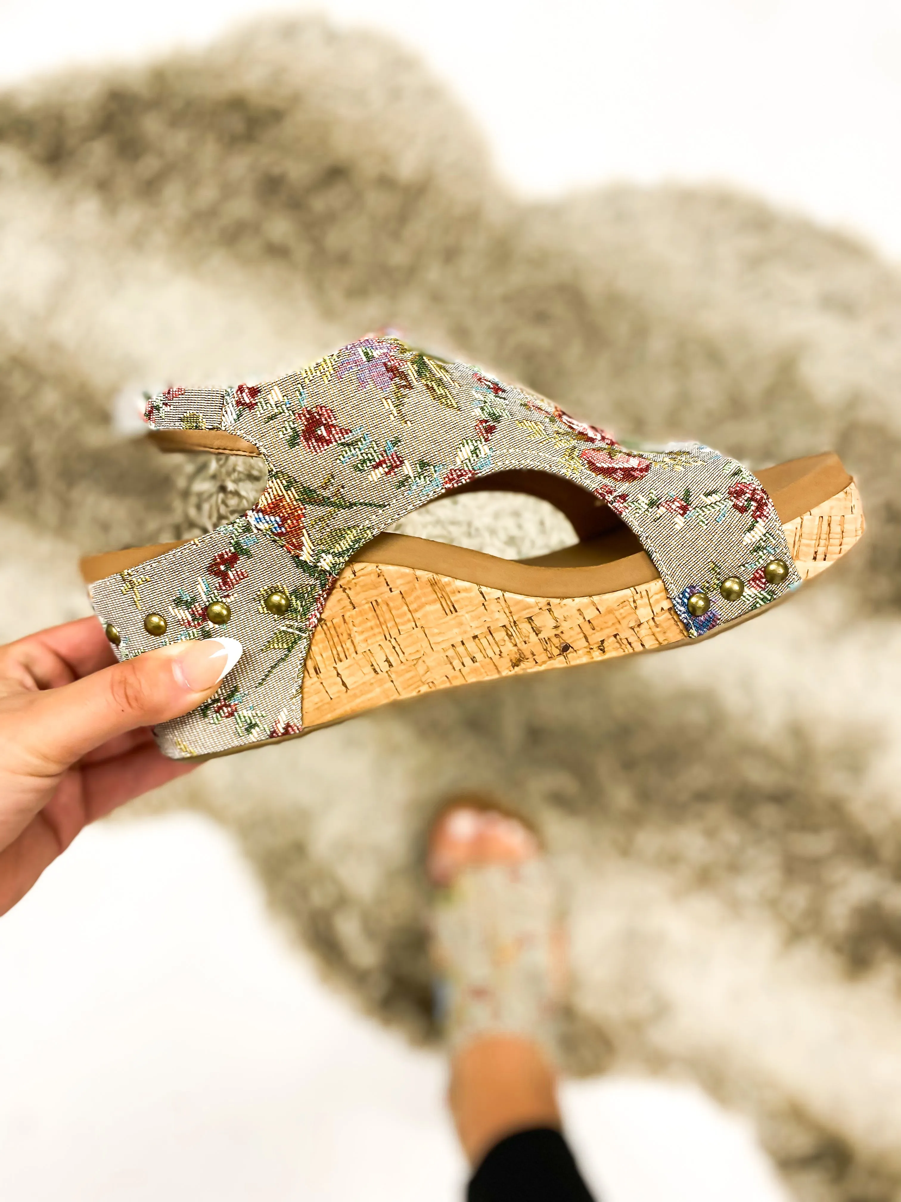 Corky's Taupe Brocade Floral Carley Sandals FINAL SALE