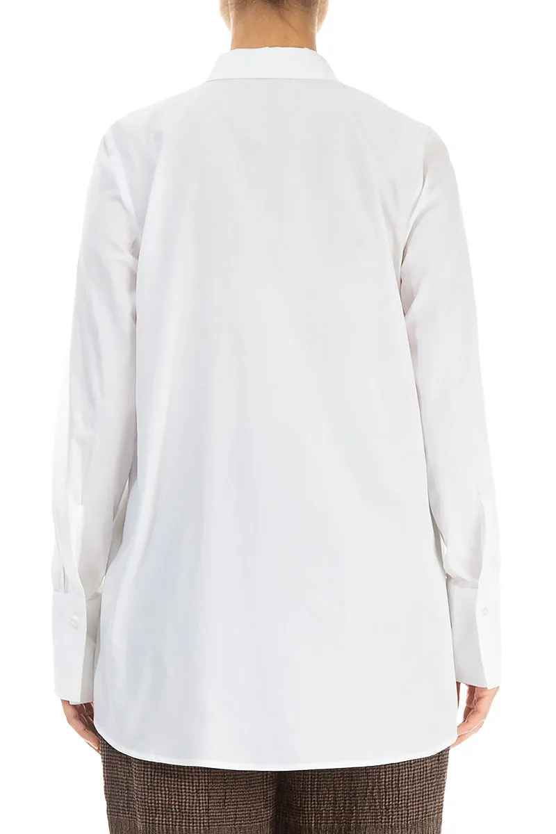 Draped Front White Cotton Shirt