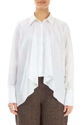 Draped Front White Cotton Shirt