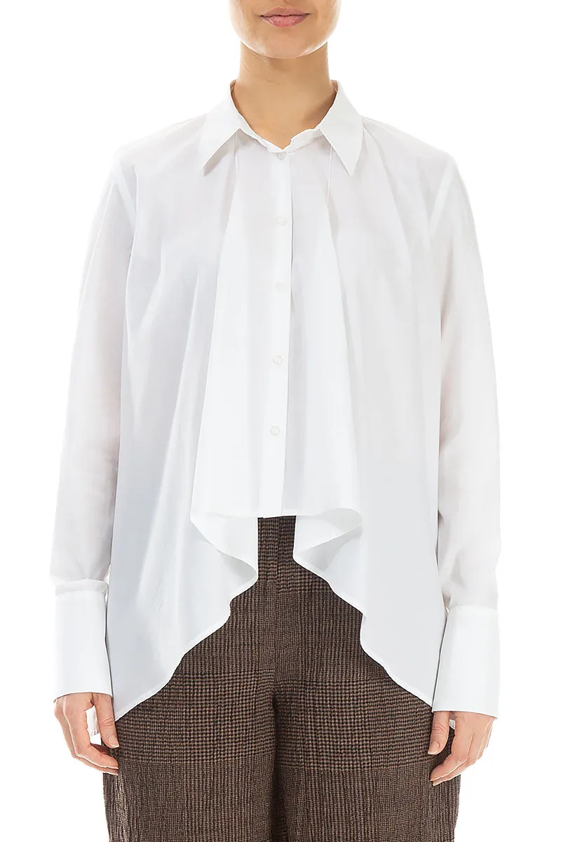 Draped Front White Cotton Shirt