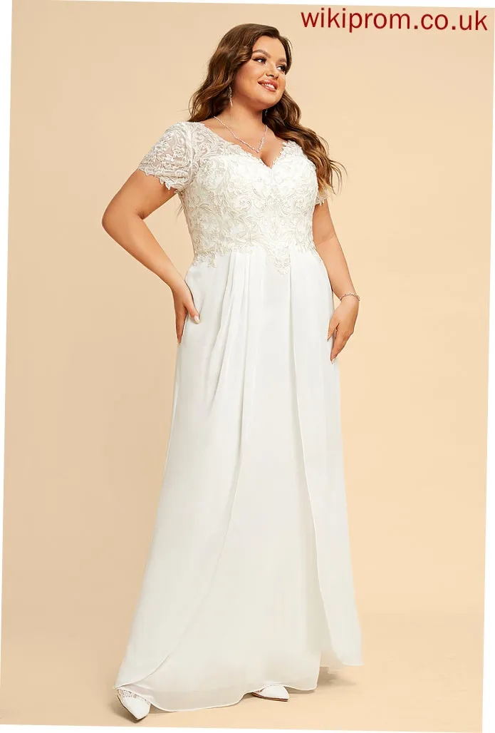 Dress Floor-Length V-neck Lyla A-Line With Lace Wedding Chiffon Wedding Dresses