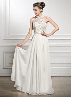 Dress Macie Chiffon Wedding Floor-Length Sequins A-Line Scoop Beading Neck With Wedding Dresses Lace