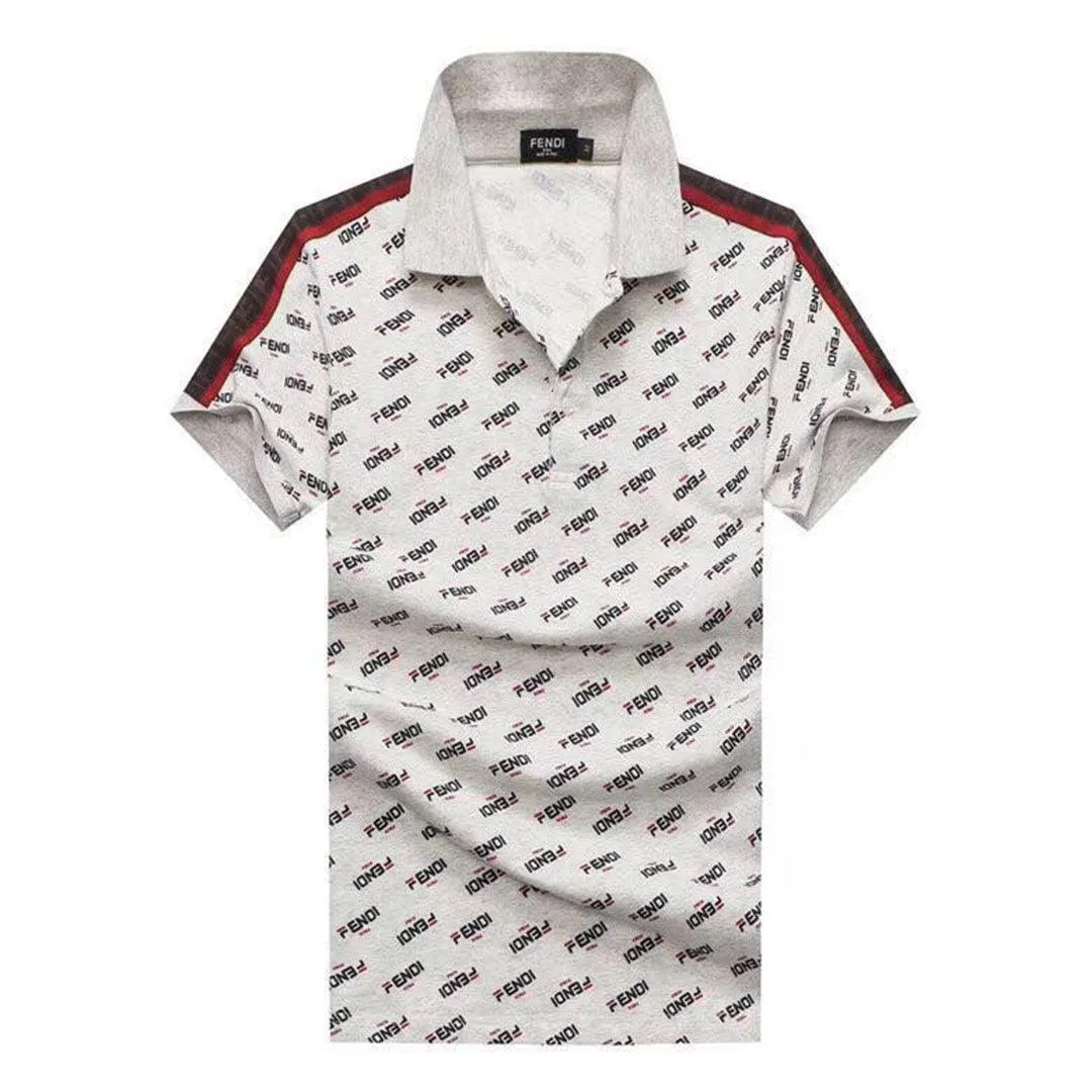 Fendi Roma Full Crested Logo Design White Polo Shirt