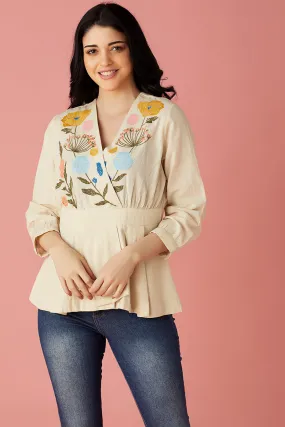 Floral Embroidered Peplum Top