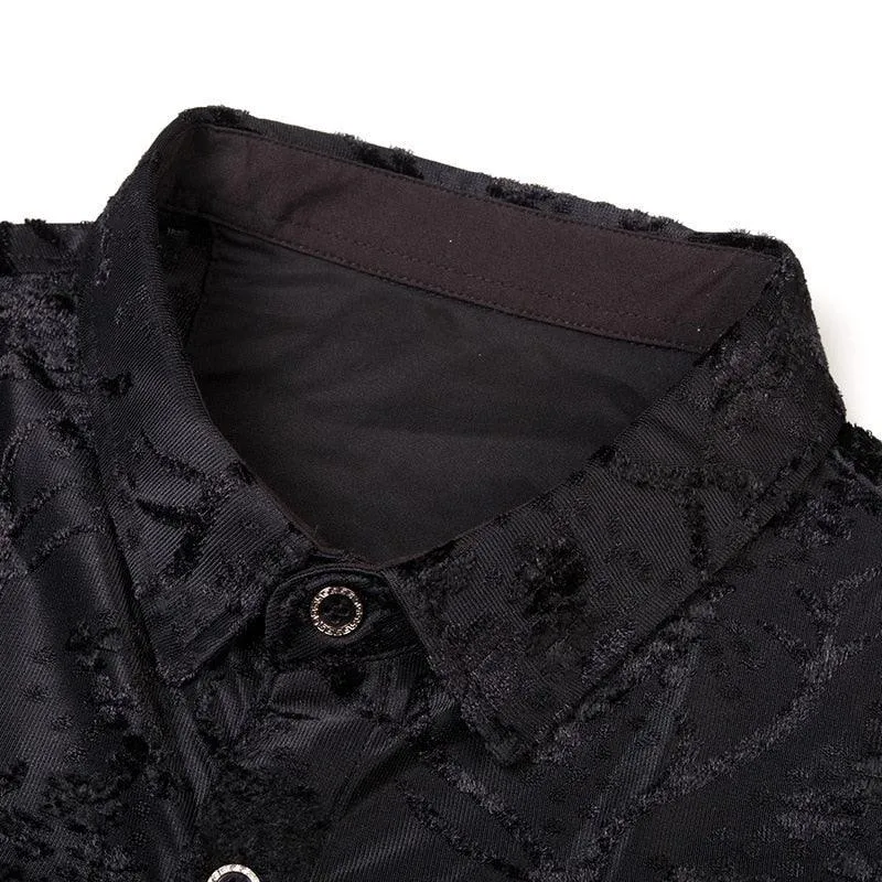 Floral Velvet Transparent Short Sleeve Velvet Shirt
