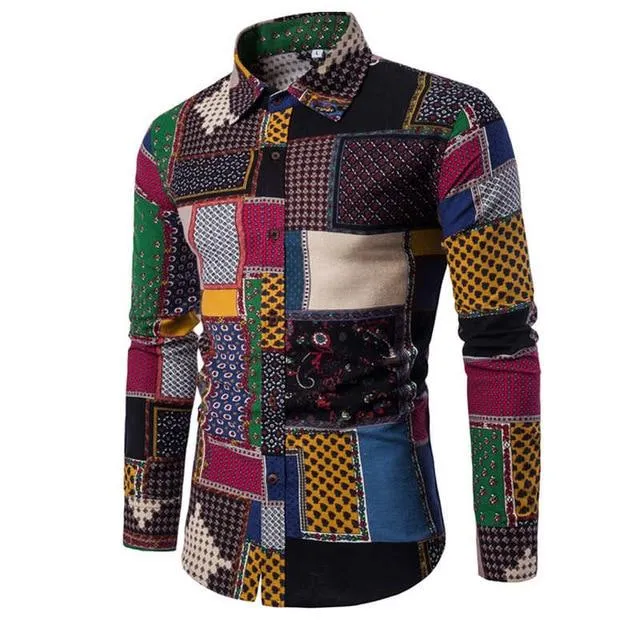 Flower Print Mens Dress Shirts Summer New Casual Hawaii Male Shirt camisa masculina