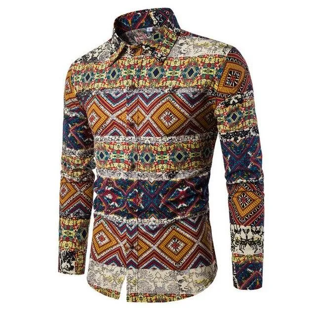 Flower Print Mens Dress Shirts Summer New Casual Hawaii Male Shirt camisa masculina