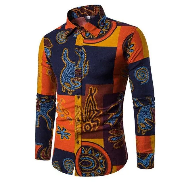 Flower Print Mens Dress Shirts Summer New Casual Hawaii Male Shirt camisa masculina