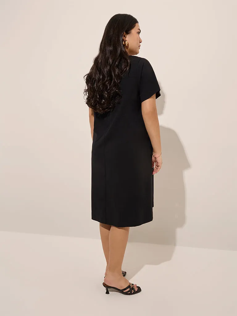 Gia Black Solid A-Line Dress