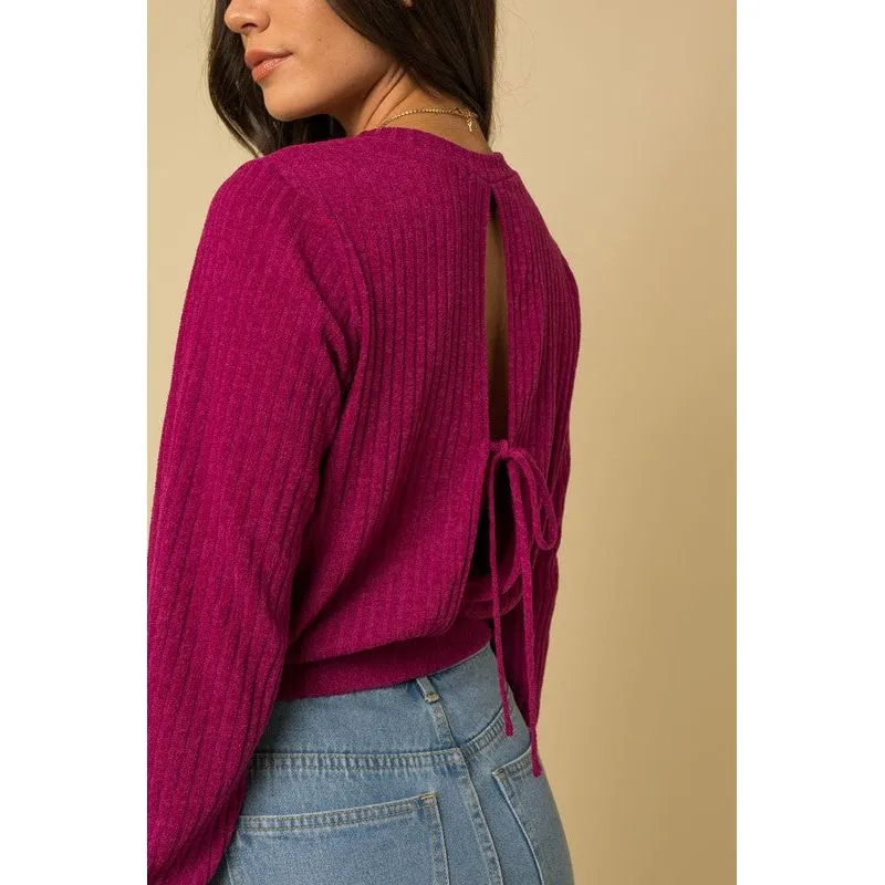 GILLI L/S BACK OPEN TIE TOP
